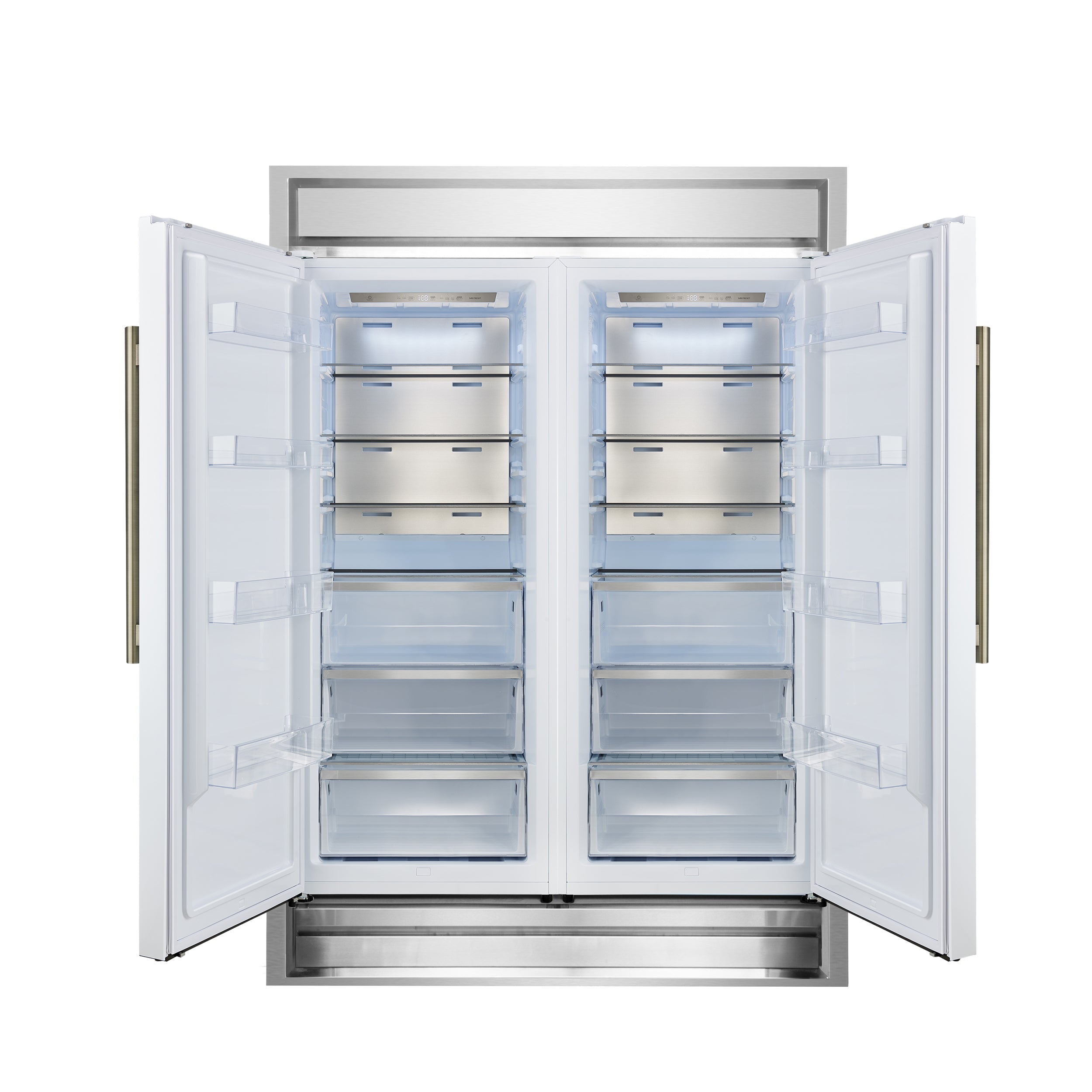 FORNO Maderno 60-Inch Built-In Convertible Refrigerator/Freezer, 27.2 cu ft, White, Antique Brass Handles, Trim Kit Included (FFFFD1722-60MG-WHT)