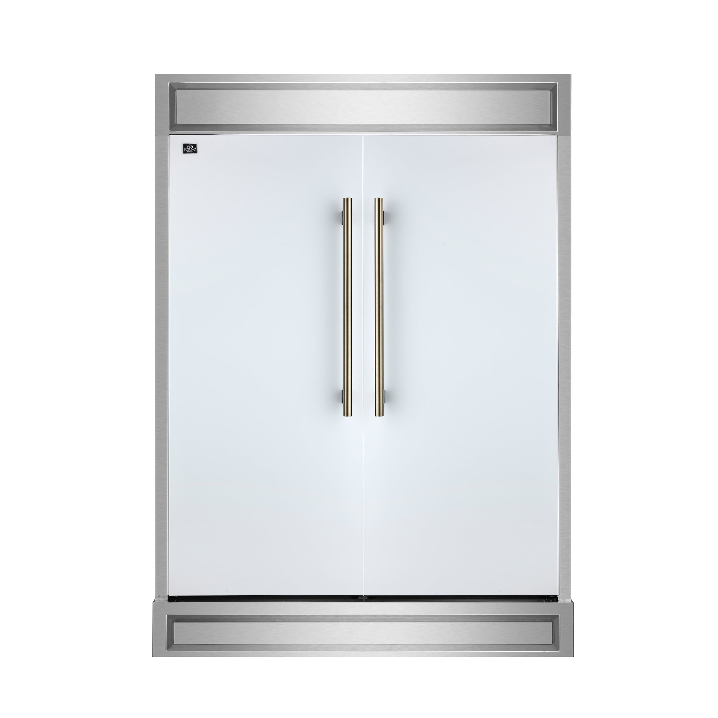 FORNO Maderno 60-Inch Built-In Convertible Refrigerator/Freezer, 27.2 cu ft, White, Antique Brass Handles, Trim Kit Included (FFFFD1722-60MG-WHT)