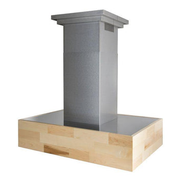 ZLINE 36 in. Island Mount Range Hood Designer Series Maple Wood Butcher Block Finish 681iM-36