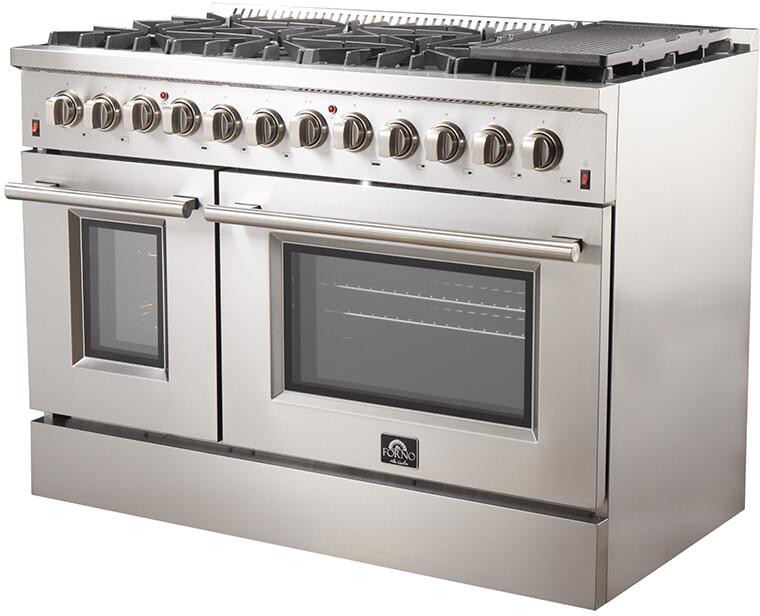 FORNO Appliance Package- 48 Inch Dual Fuel Range, Wall Mount Range Hood, AP-FFSGS6156-48