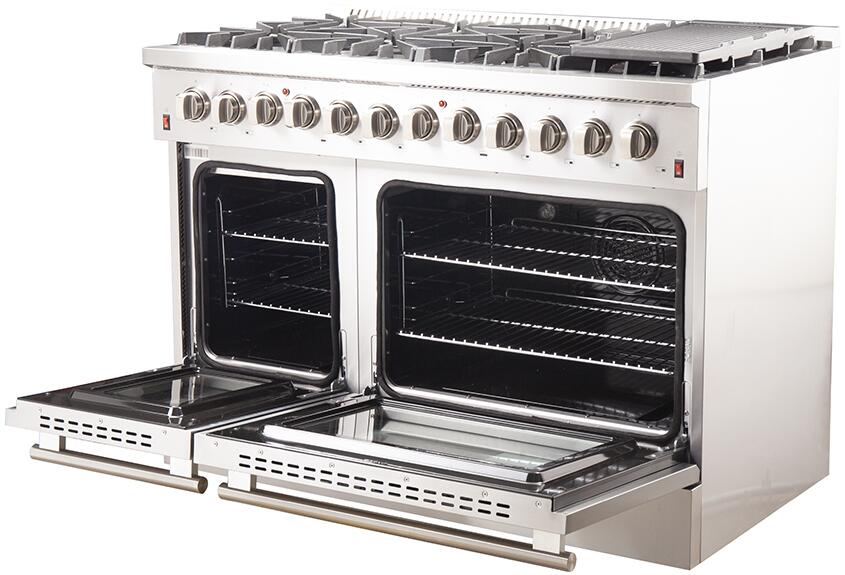 FORNO Appliance Package- 48 Inch Dual Fuel Range, Wall Mount Range Hood, AP-FFSGS6156-48