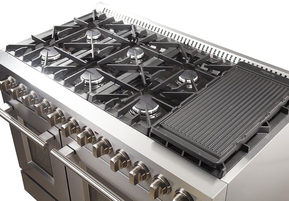 FORNO Appliance Package- 48 Inch Dual Fuel Range, Wall Mount Range Hood, AP-FFSGS6156-48