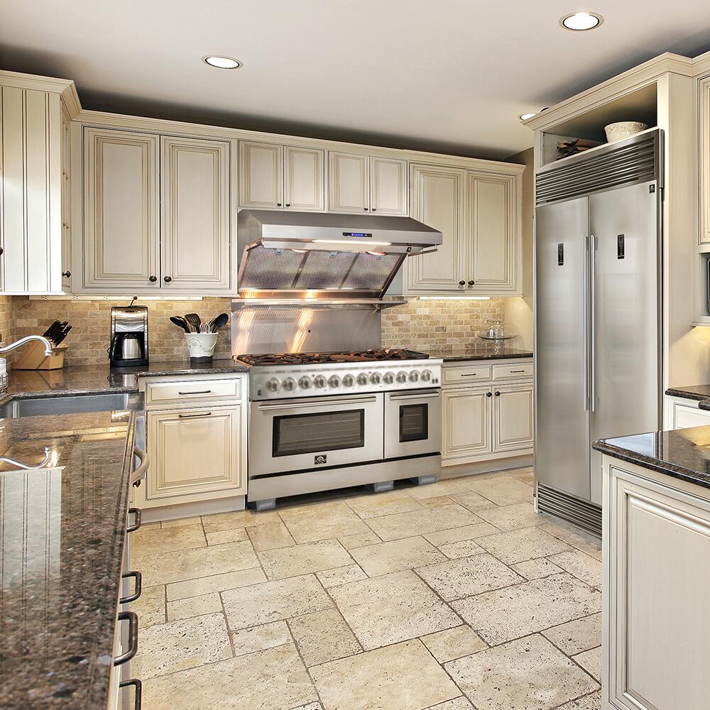 FORNO Appliance Package- 48 Inch Dual Fuel Range, Wall Mount Range Hood, AP-FFSGS6156-48