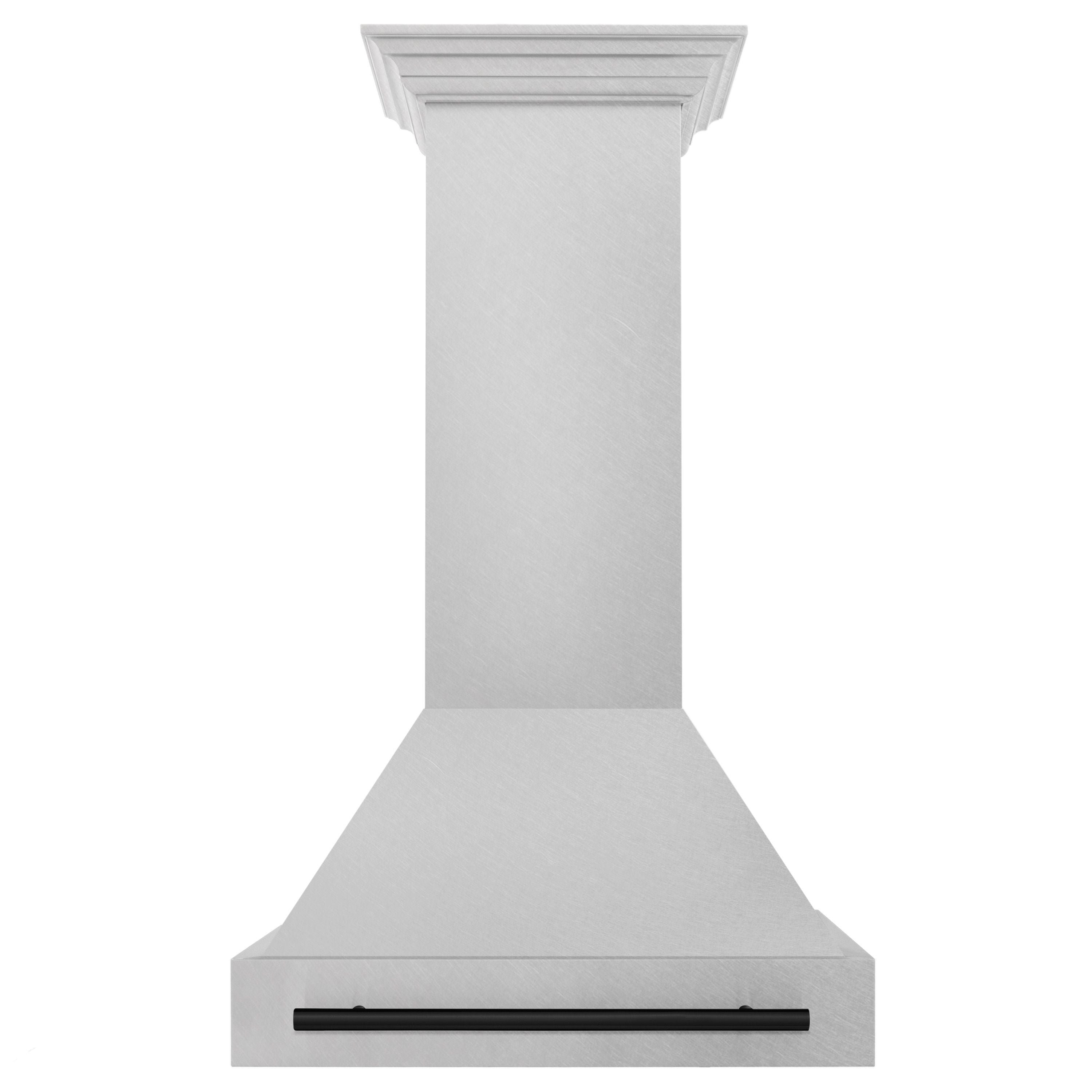 ZLINE 30 in Wall Mount Range Hood 400 CFM Satin Stainless Steel Matte Black Handle (8654SNZ-30-MB)