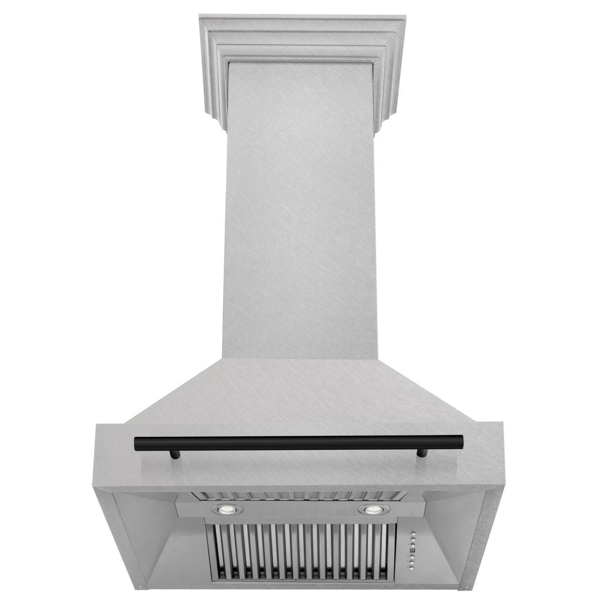 ZLINE 30 in Wall Mount Range Hood 400 CFM Satin Stainless Steel Matte Black Handle (8654SNZ-30-MB)