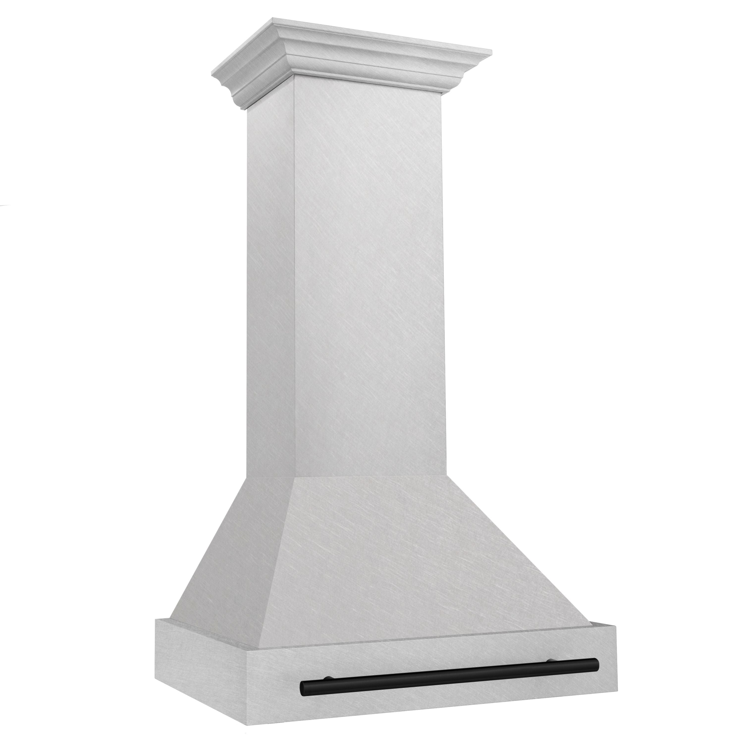 ZLINE 30 in Wall Mount Range Hood 400 CFM Satin Stainless Steel Matte Black Handle (8654SNZ-30-MB)
