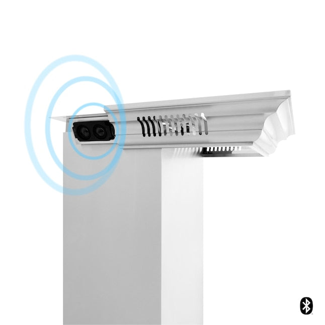 ZLINE 48 in Wall Mount Range Hood Ducted Stainless Steel CrownSound Bluetooth Speakers (KN4CRN-BT-48)
