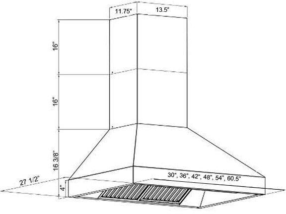 ZLINE 48" Wall Mount Range Hood – Stainless Steel, Remote Dual Blower, High Performance Ventilation (697-RD-48)