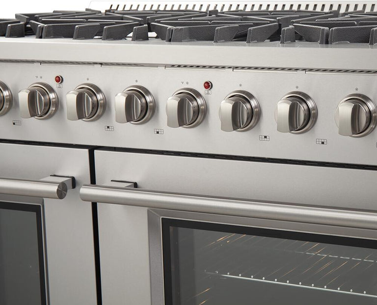 FORNO Appliance Package - 48" Gas Range, 48" Range Hood, Dishwasher, 48" Refrigerator, Microwave Drawer, AP-FFSGS6244-48-13