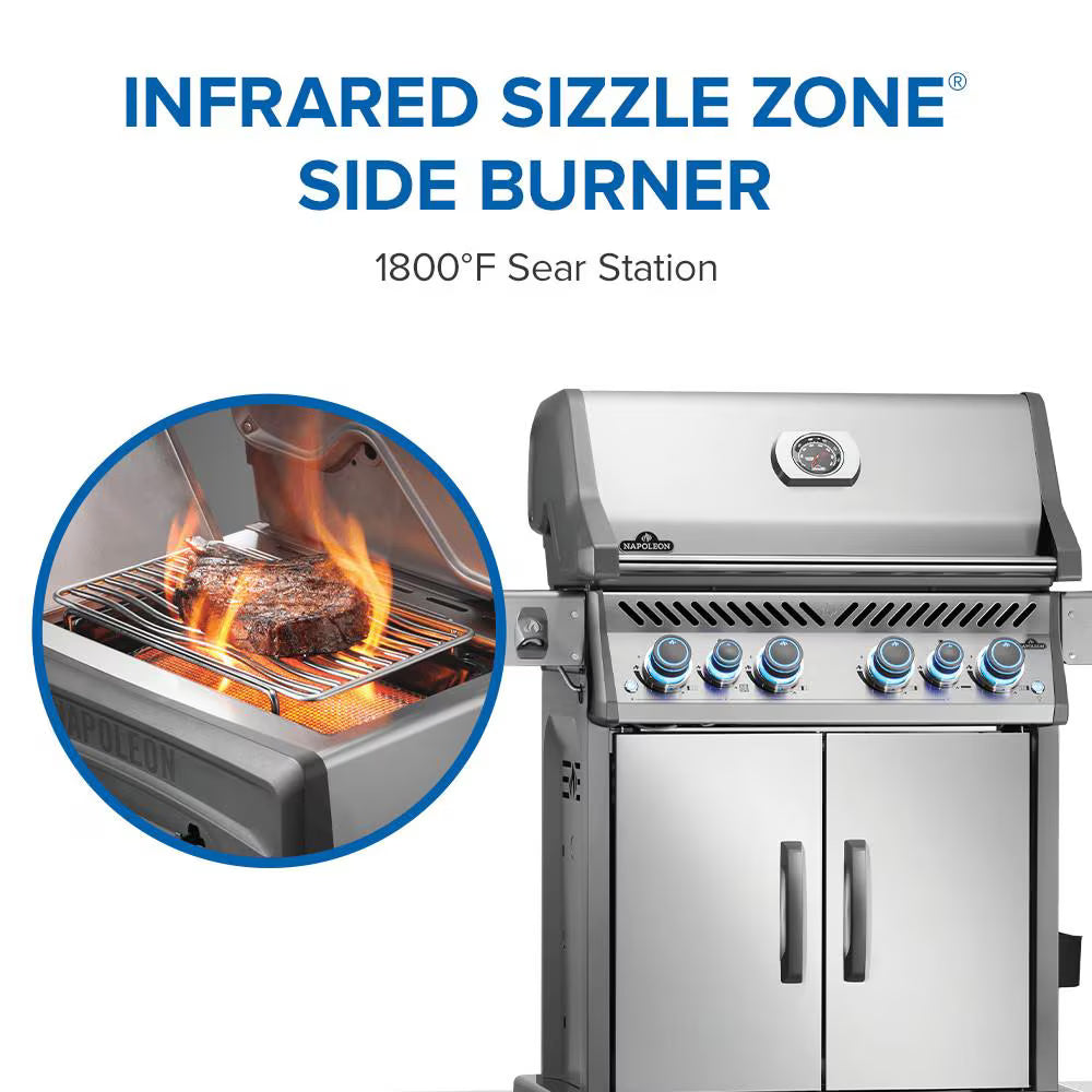 Napoleon Rogue PRO-S 525 4-Burner Propane Gas Grill with Side Burner and SafetyGlow Knobs (RPS525RSIBPSS-2)