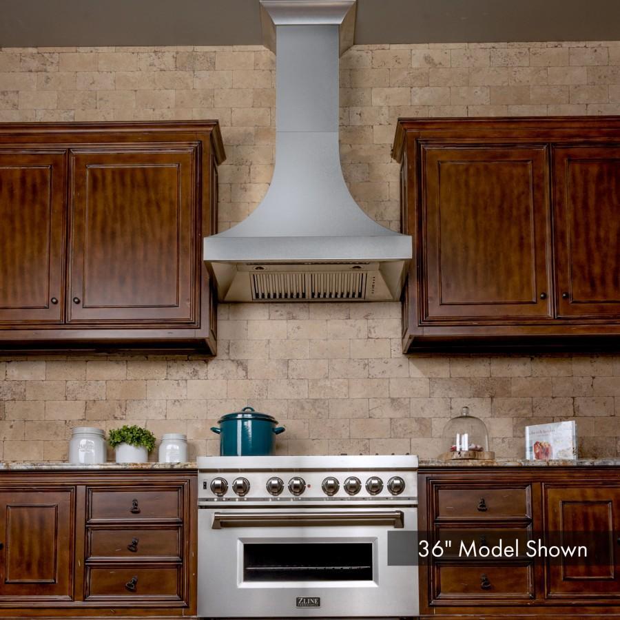 ZLINE 30 in. Wall Mount Range Hood Ducted Satin Stainless Steel Designer Series 400 CFM (8632S-30)