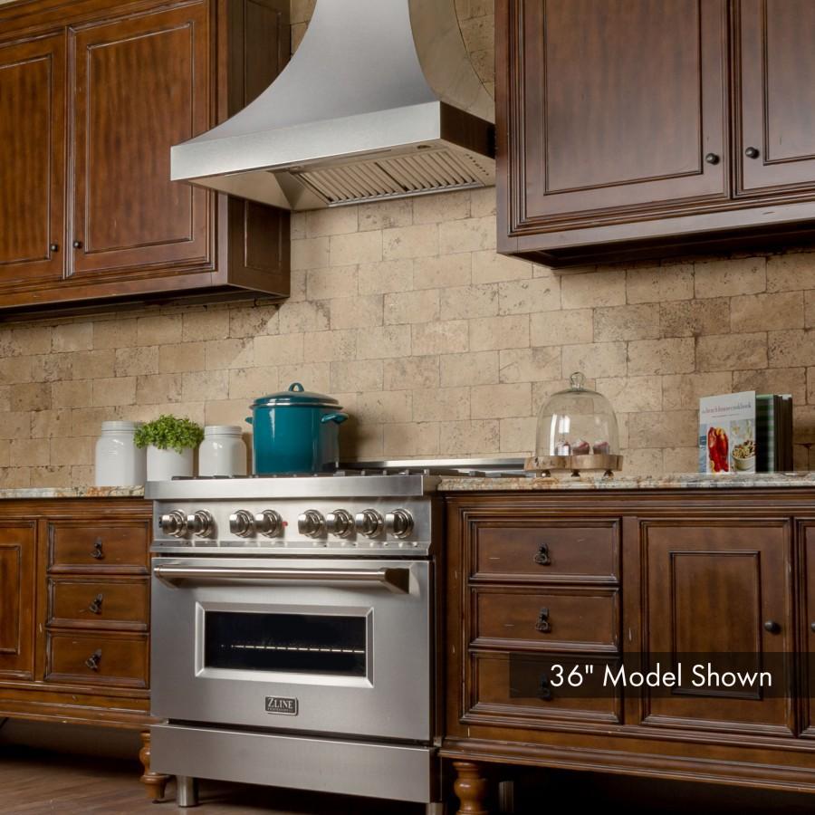 ZLINE 36 Inch Wall Mount Range Hood Satin Stainless Steel Designer Series Ducted (8632S-36)