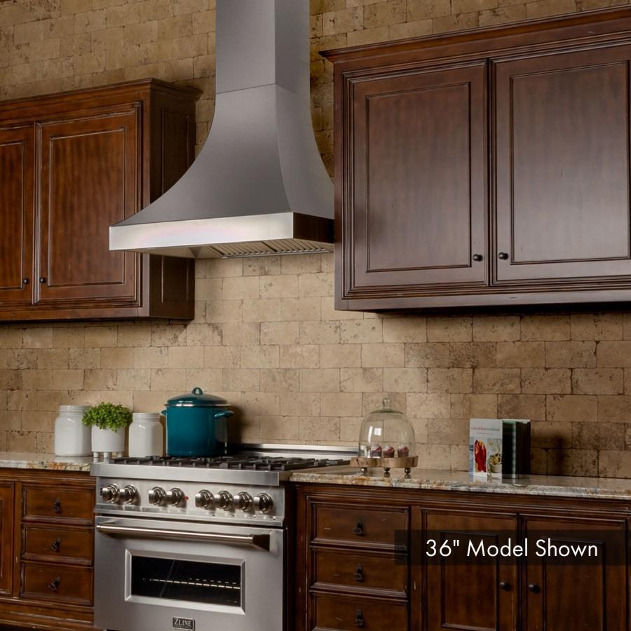 ZLINE 30 in. Wall Mount Range Hood Ducted Satin Stainless Steel Designer Series 400 CFM (8632S-30)
