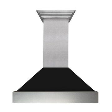 ZLINE 48" Wall Mount Range Hood Ducted Satin Stainless Steel Black Matte Shell 8654BLM-48
