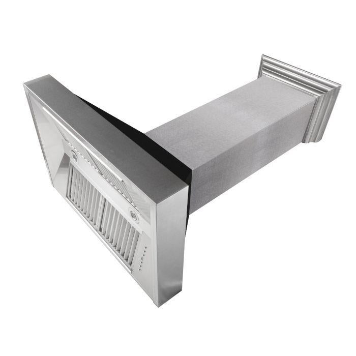ZLINE 48" Wall Mount Range Hood Ducted Satin Stainless Steel Black Matte Shell 8654BLM-48