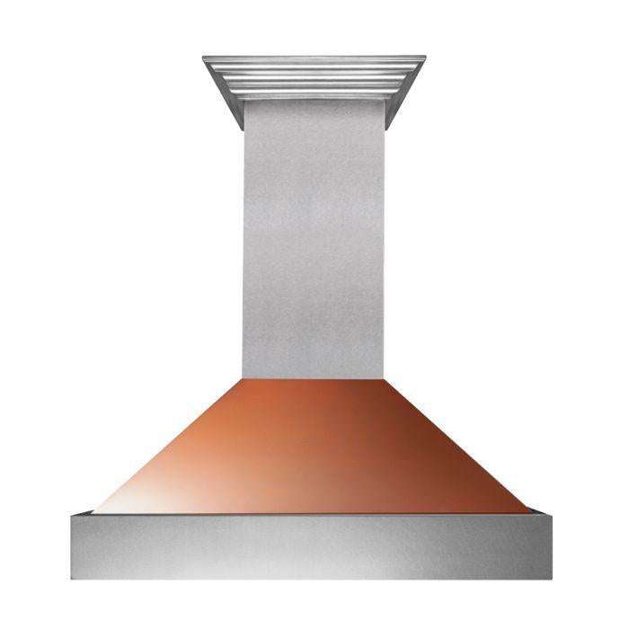 ZLINE 30 in. Wall Mount Range Hood – Satin Stainless Steel, Copper Shell, Ducted, 8654C-30