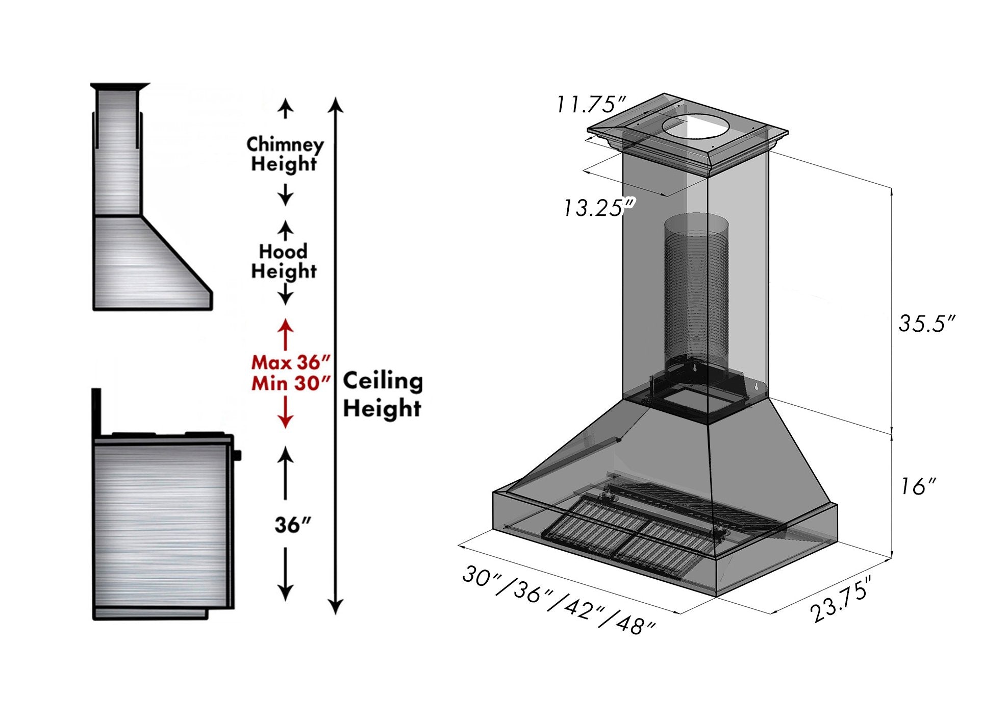 ZLINE 48 in Wall Mount Range Hood 400 CFM Satin Stainless Steel (8654SN-48)