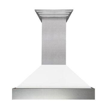 ZLINE 30 in. Wall Mount Range Hood Ducted Satin Stainless Steel White Matte Shell (8654WM-30)