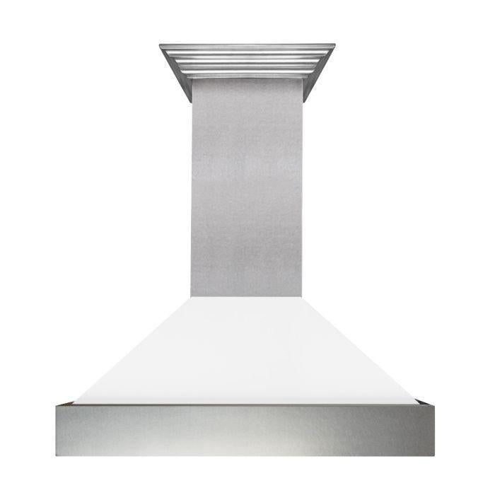 ZLINE 30 in. Wall Mount Range Hood Ducted Satin Stainless Steel White Matte Shell (8654WM-30)