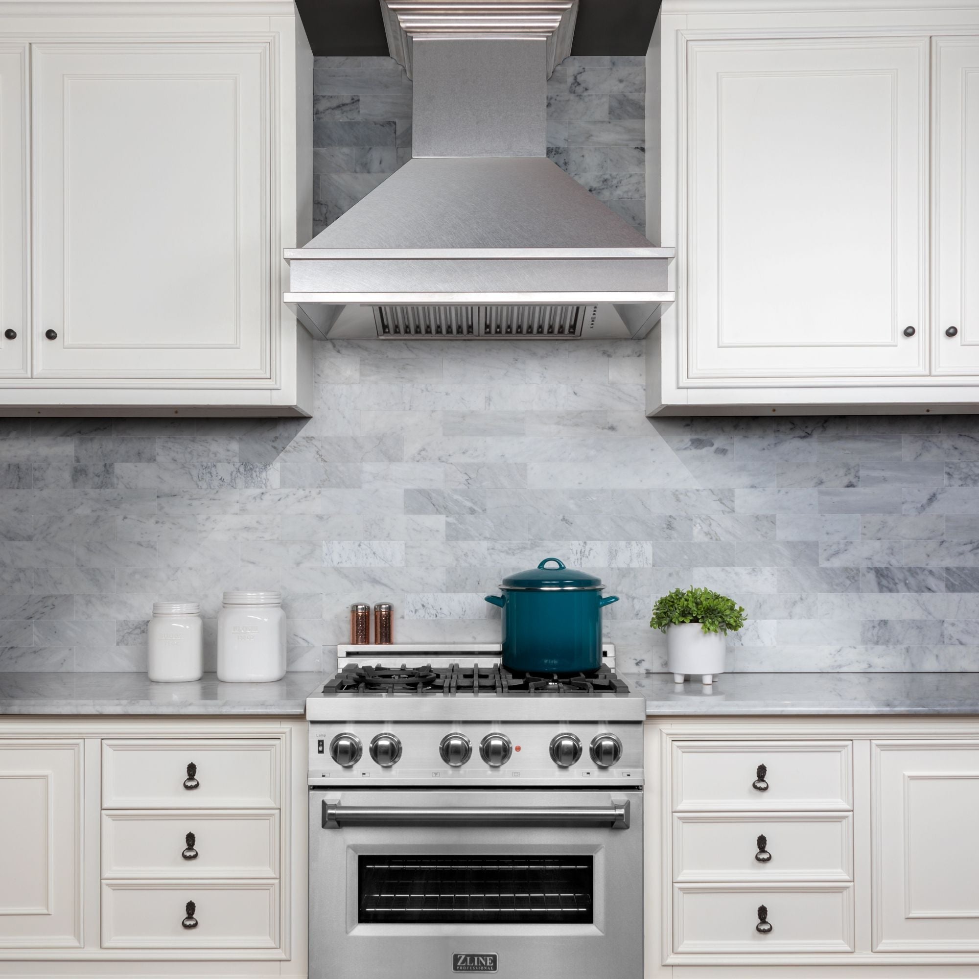 ZLINE 36 Inch Wall Mount Range Hood Satin Stainless Steel 400 CFM Ducted Designer Series (8656S-36)