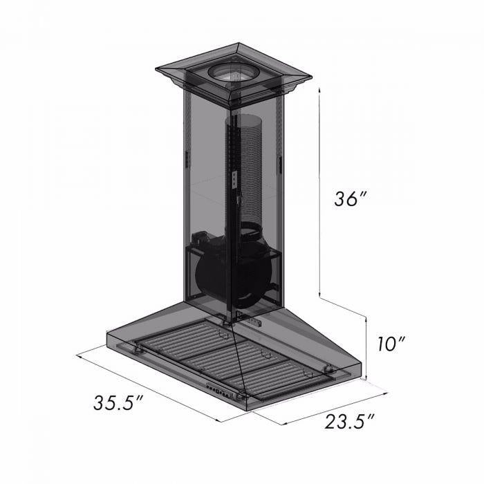 ZLINE 36 in Island Range Hood Copper Finish 4-Speed Fan LED Lighting 400 CFM (8KL3iC-36)
