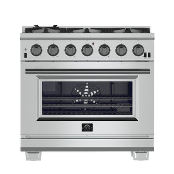 FORNO Capriasca 36 in. Freestanding Gas Range, 5.36 cu. ft. Oven, 6 Sealed Burners, Stainless Steel (Model FFSGS6260-36)