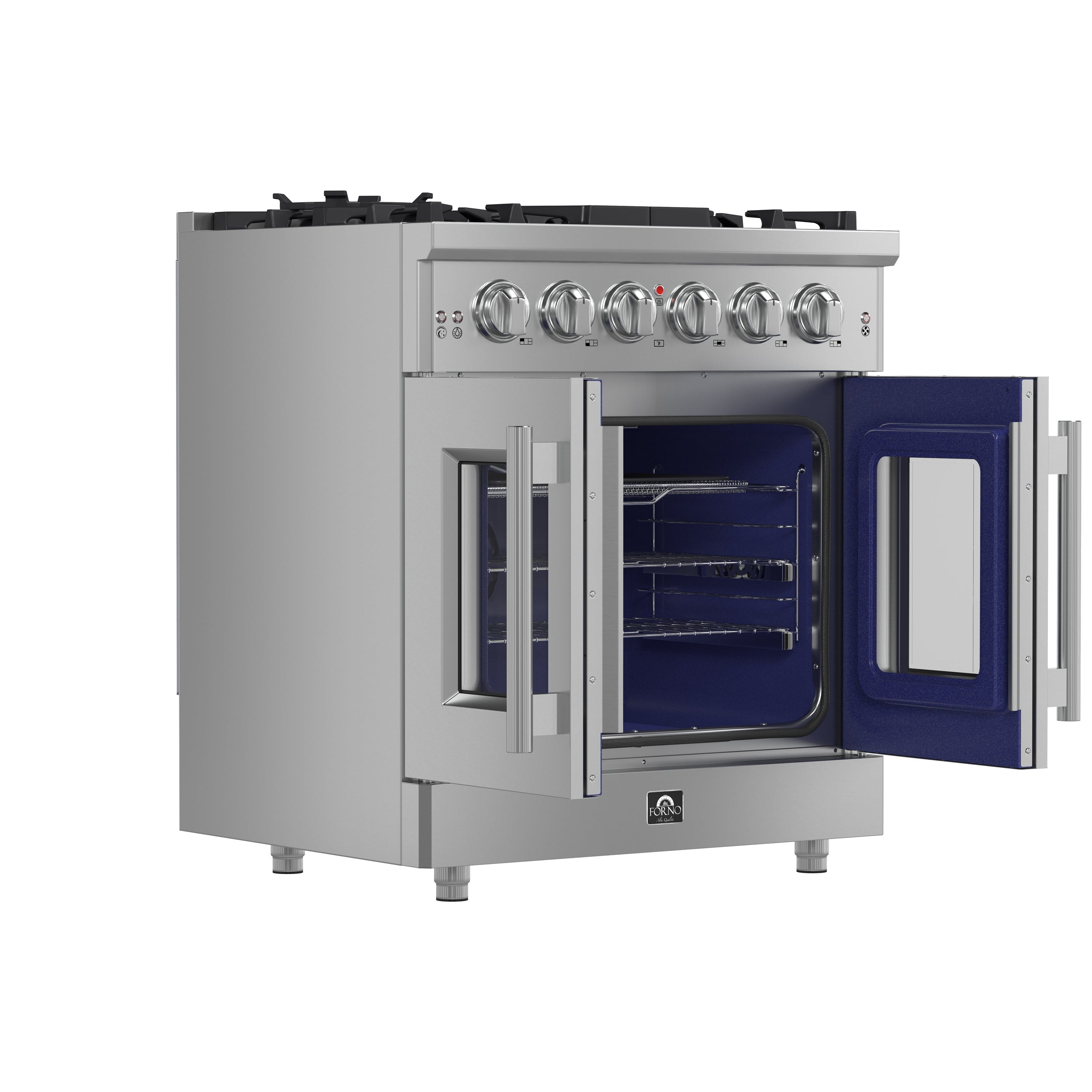 Forno Massimo 30 in. Freestanding French Door Gas Range, 4.32 cu. ft. Oven, 5 Sealed Burners (Model FFSGS6439-30)