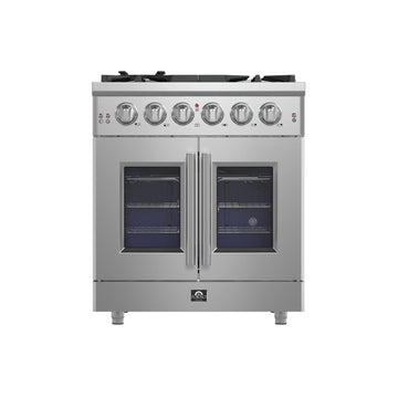 Forno Massimo 30 in. Freestanding French Door Gas Range, 4.32 cu. ft. Oven, 5 Sealed Burners (Model FFSGS6439-30)