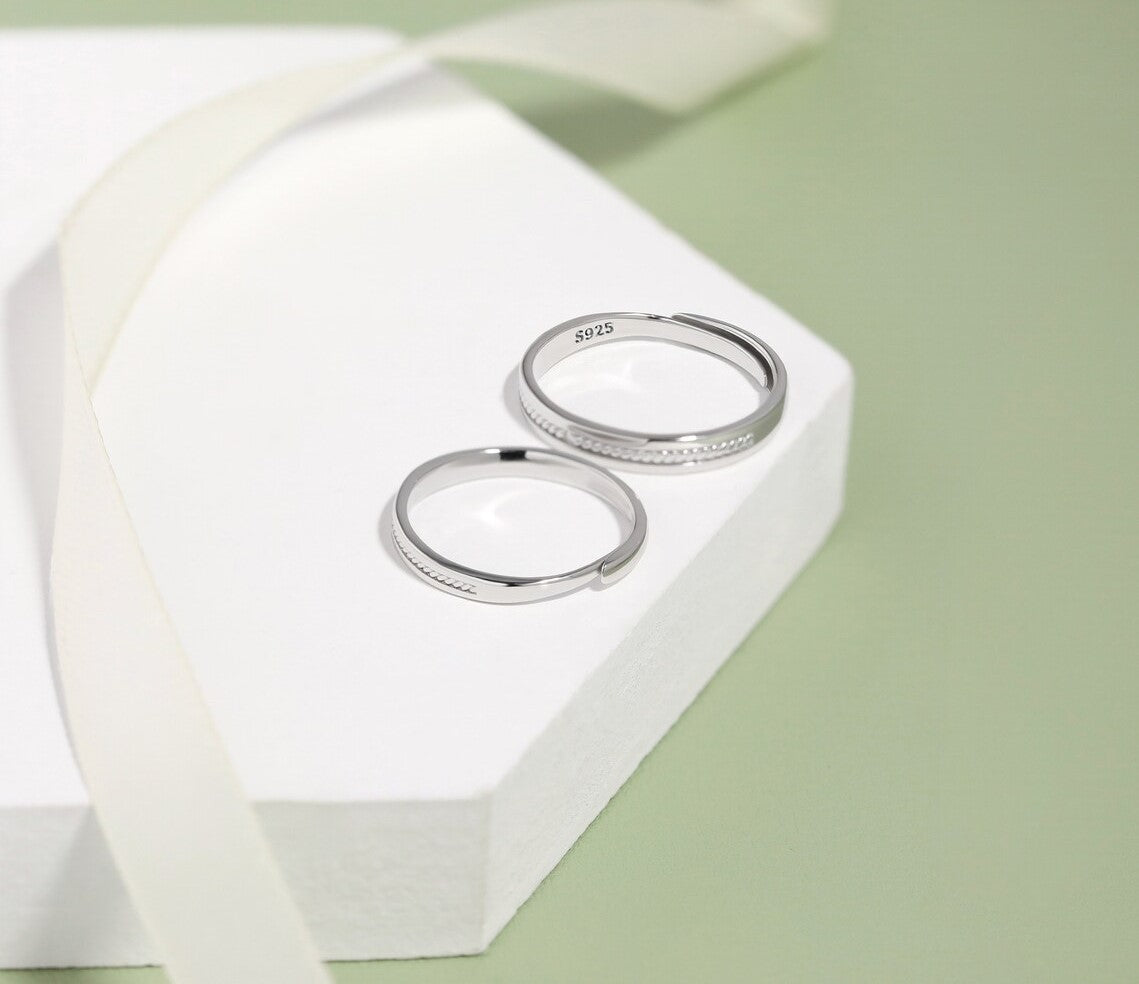 Tie The Knot Couple Bands Pure 925 Silver