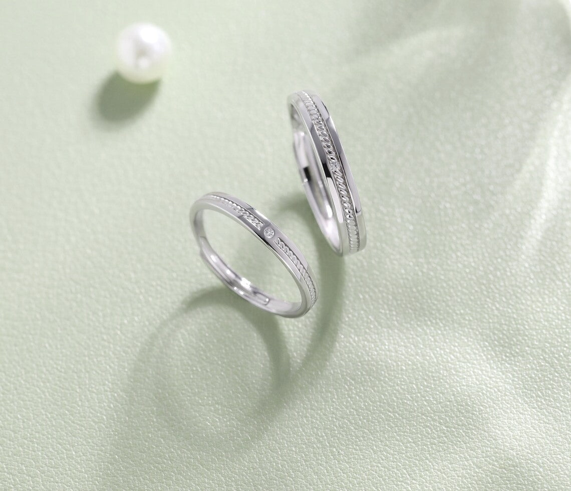 Tie The Knot Couple Bands Pure 925 Silver