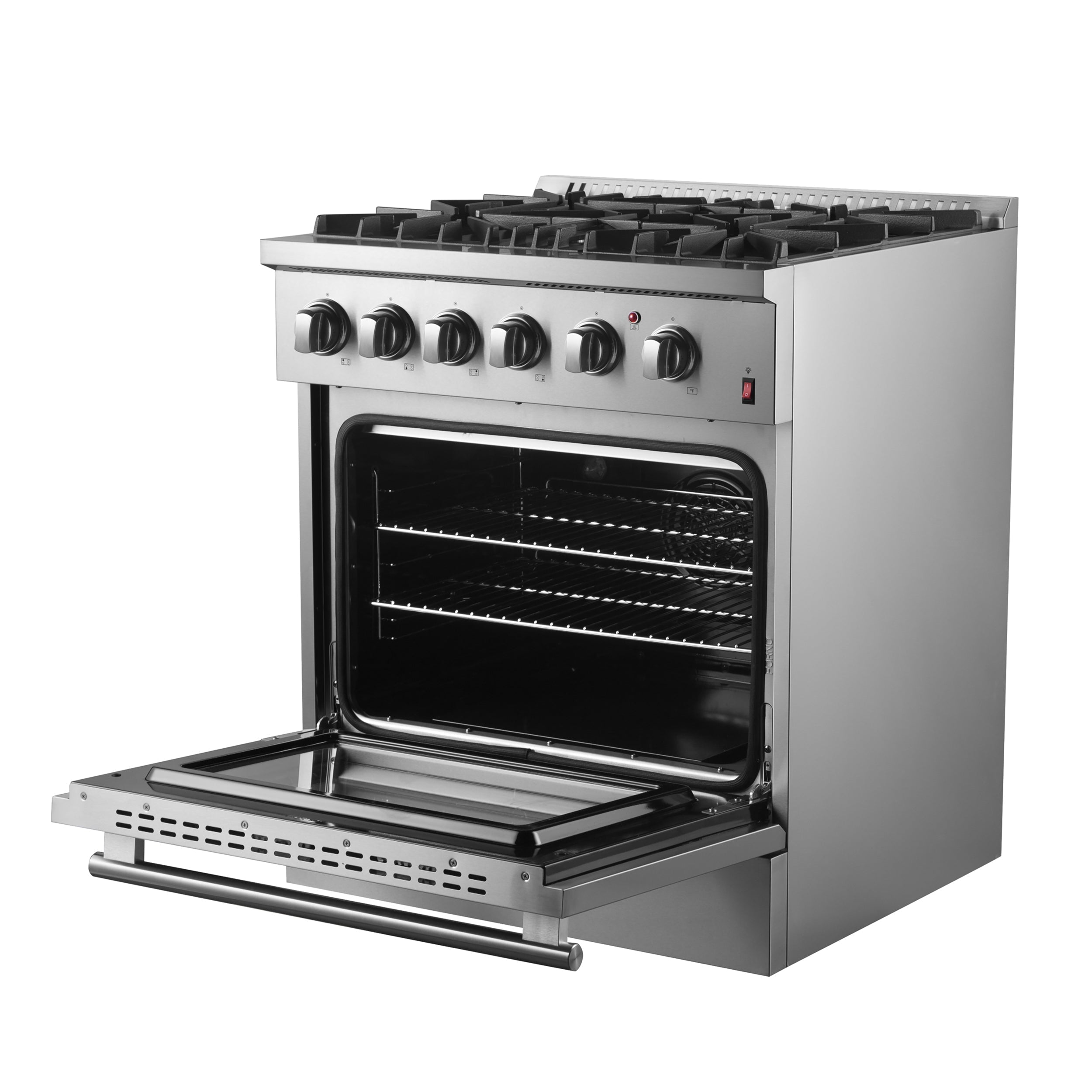 FORNO Marco 30-Inch Dual Fuel Range, 4 Sealed Burners, 4.32 cu. ft. Oven, Stainless Steel (Model FFSGS6197-30)