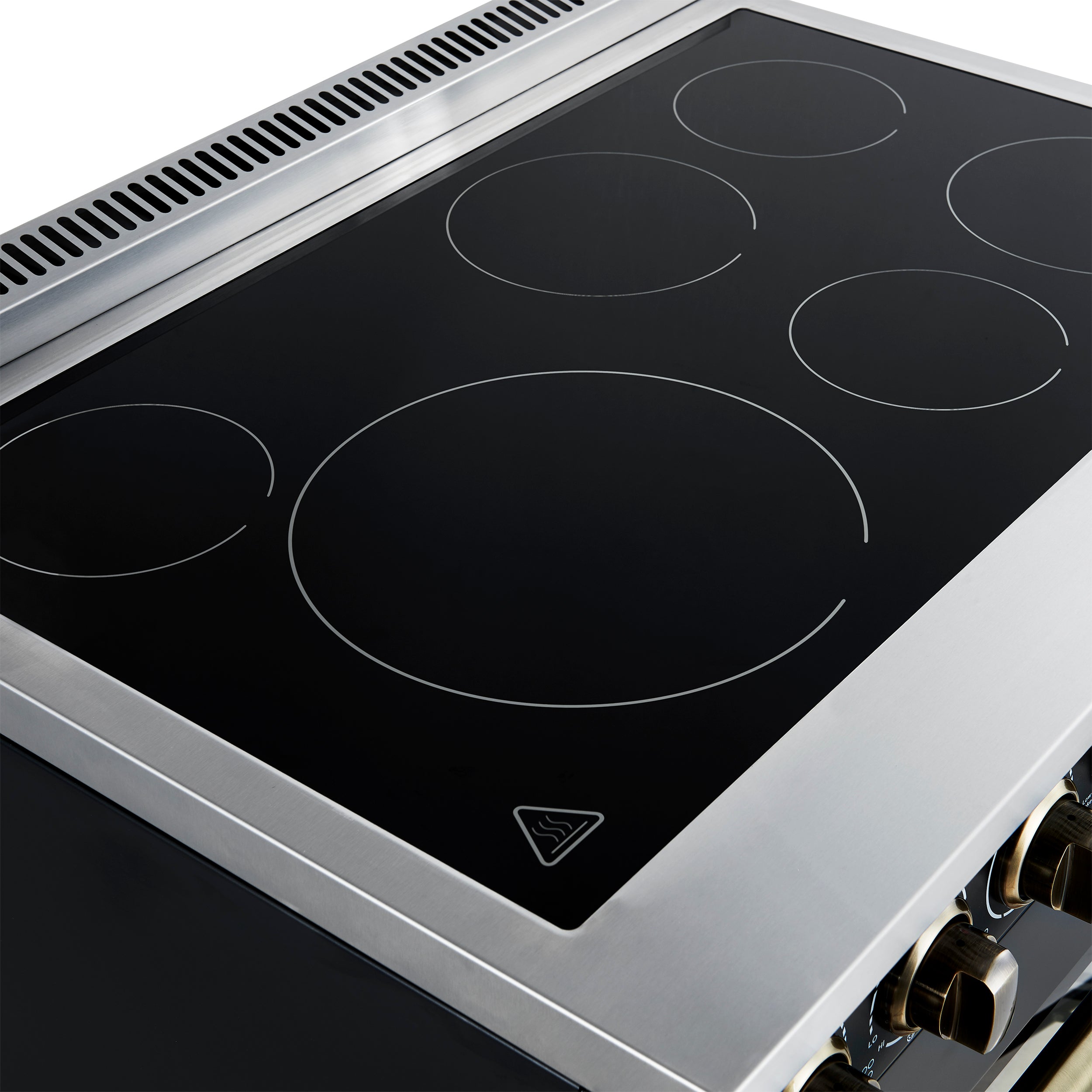 Forno Paolo 36-Inch Freestanding Electric Range, 5.44 cu. ft. True Convection Oven, Black with Antique Brass Accents (Model FFSEL6011-36BLK)