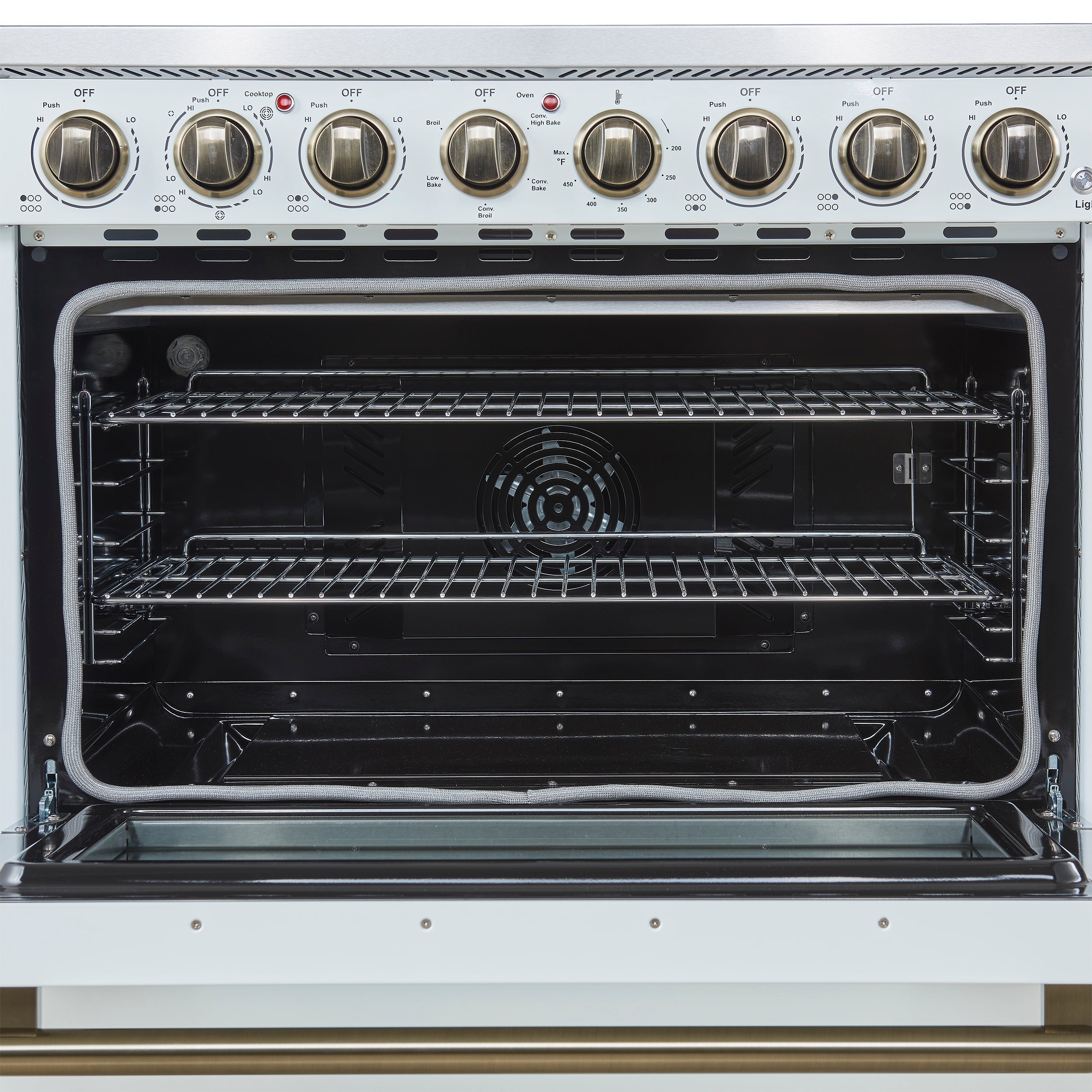 Forno Paolo 36-Inch Freestanding Electric Range with 5.44 cu. ft. True Convection Oven, White with Antique Brass Accents (FFSEL6011-36WHT)