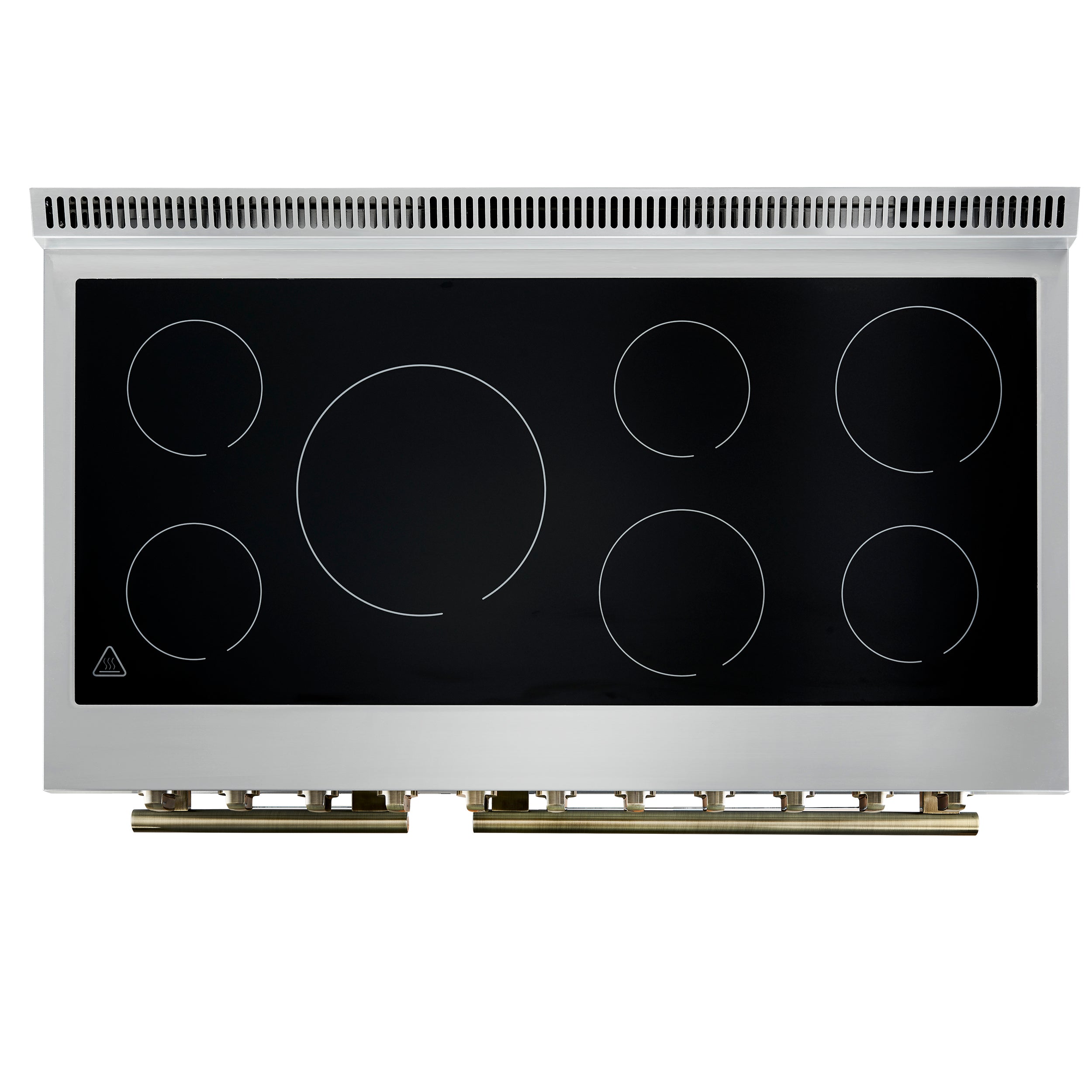 Forno Paolo 48-Inch Freestanding Electric Range with True Convection Oven, 6.7 Cu. Ft., White with Antique Brass Accents (Model FFSEL6011-48WHT)