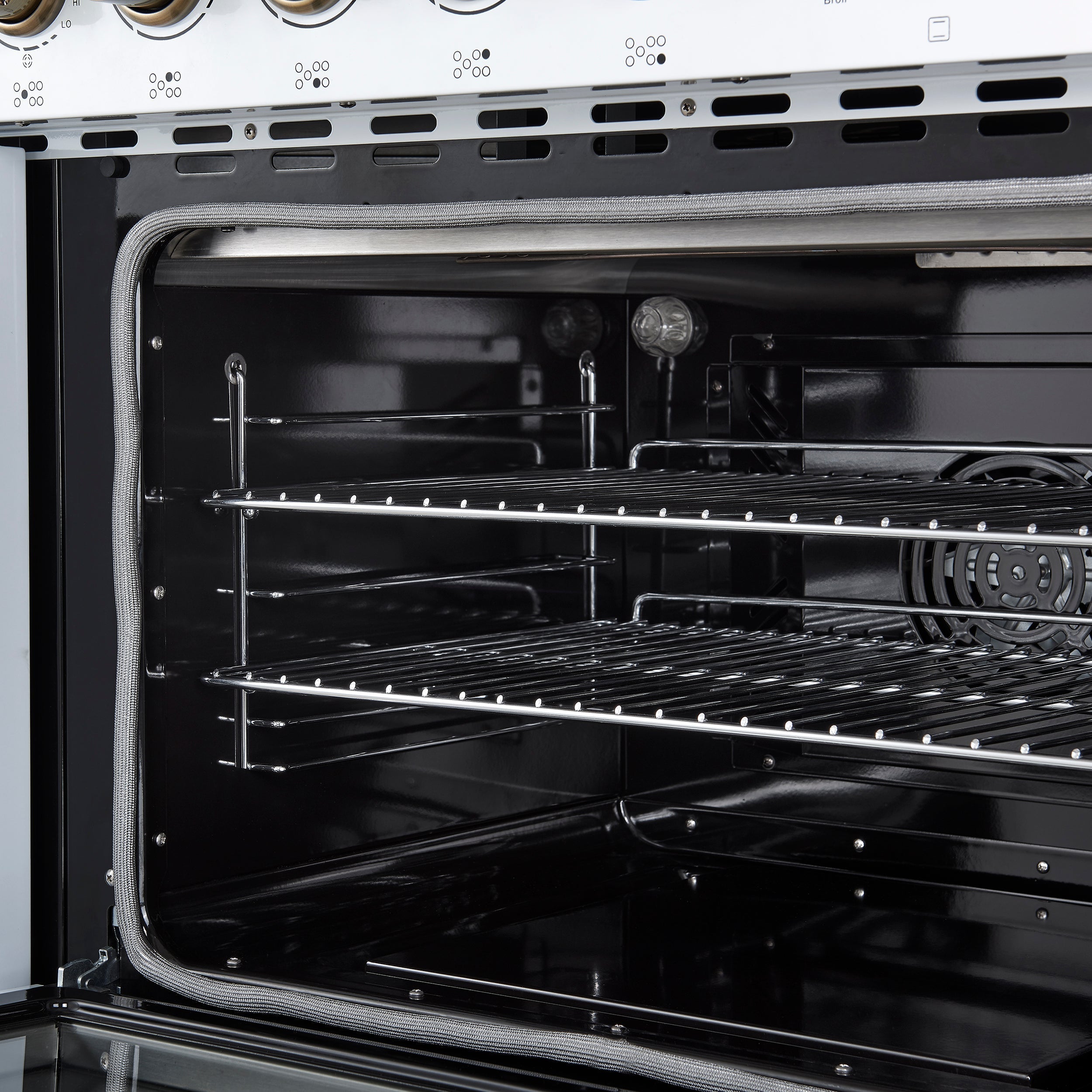 Forno Paolo 48-Inch Freestanding Electric Range with True Convection Oven, 6.7 Cu. Ft., White with Antique Brass Accents (Model FFSEL6011-48WHT)