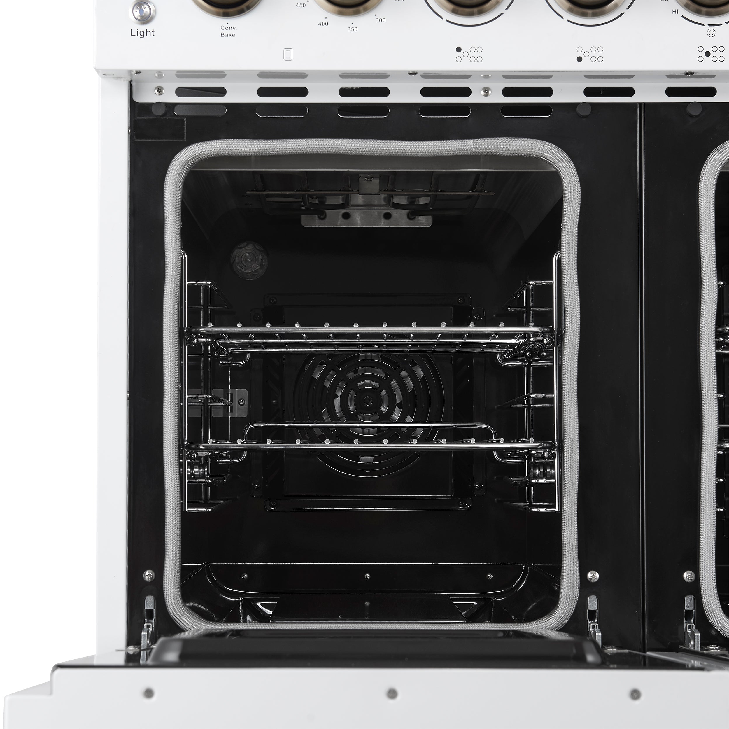 Forno Paolo 48-Inch Freestanding Electric Range with True Convection Oven, 6.7 Cu. Ft., White with Antique Brass Accents (Model FFSEL6011-48WHT)