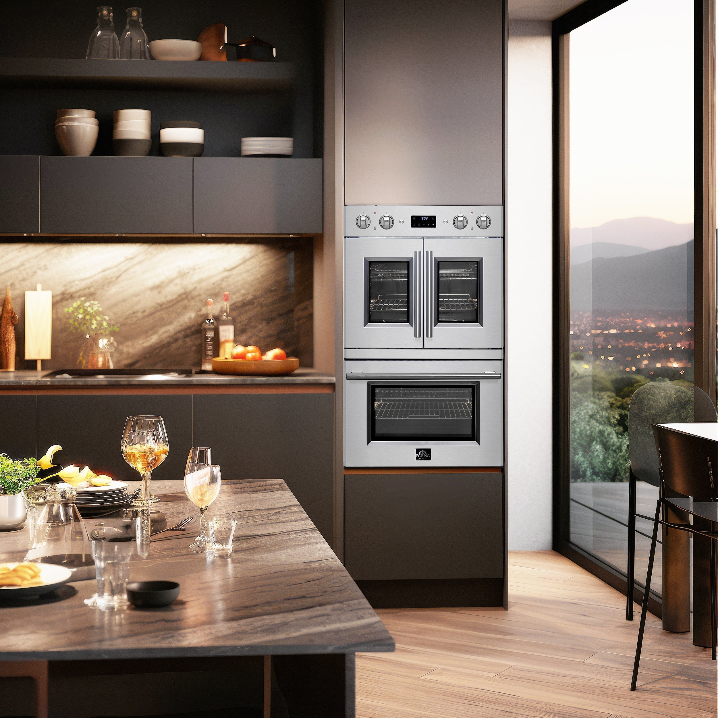 FORNO Asti 30-Inch French Door Double Electric Wall Oven, 7.36 cu. ft., Air Fry, Self Clean, Sous Vide (Model FBOEL1340-30)