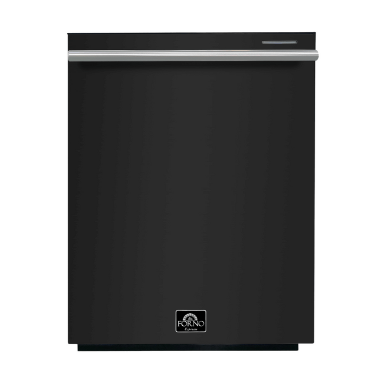 FORNO Espresso Package - 30" Electric Range, Range Hood, Refrigerator and Dishwasher in Black with Stainless Steel Handles