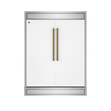 FORNO Maderno 60-Inch Built-In Convertible Refrigerator/Freezer, 27.2 cu ft, White, Antique Brass Handles, Trim Kit Included (FFFFD1722-60MG-WHT)