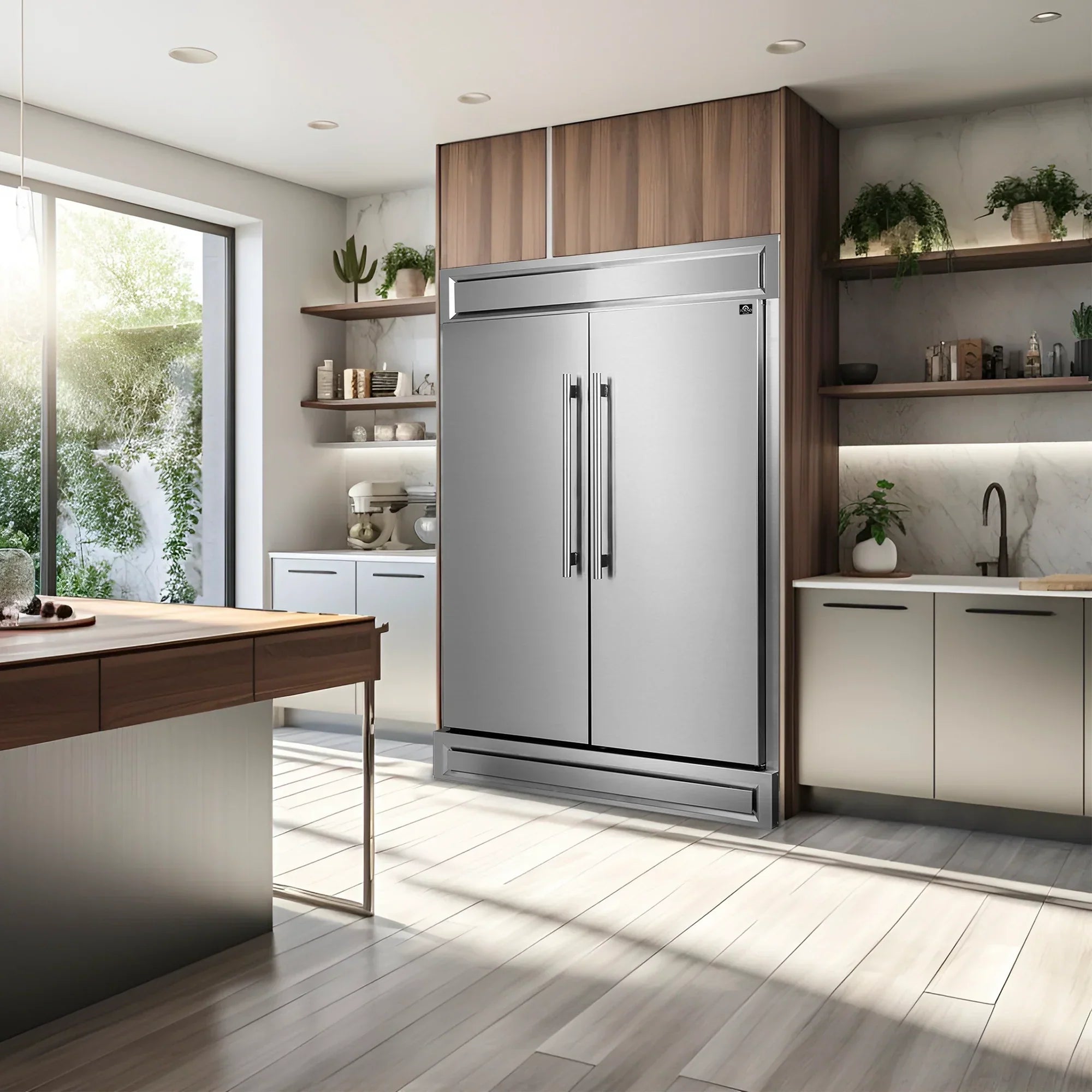 FORNO Appliance Package - 48" Dual Fuel Range and 60" Refrigerator with Modern Grill Trim, FBDL-017-03CAUS