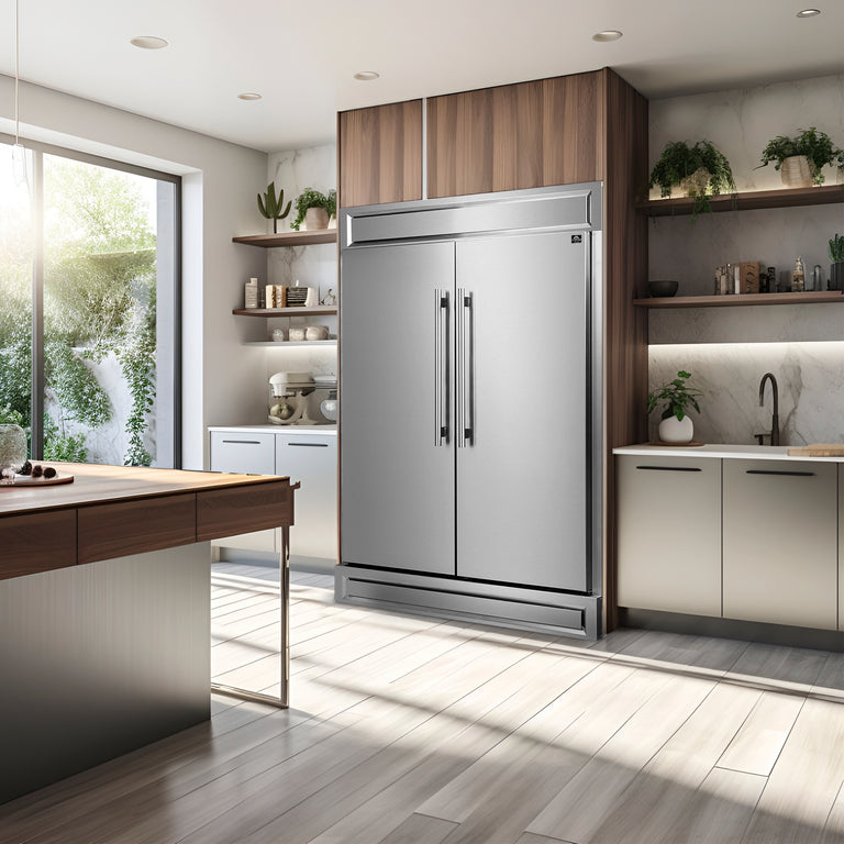 FORNO Package - 36" Electric French Door Range, Wall Mount Range Hood and Refrigerator, AP-FFSEL6917-36-3PK-1