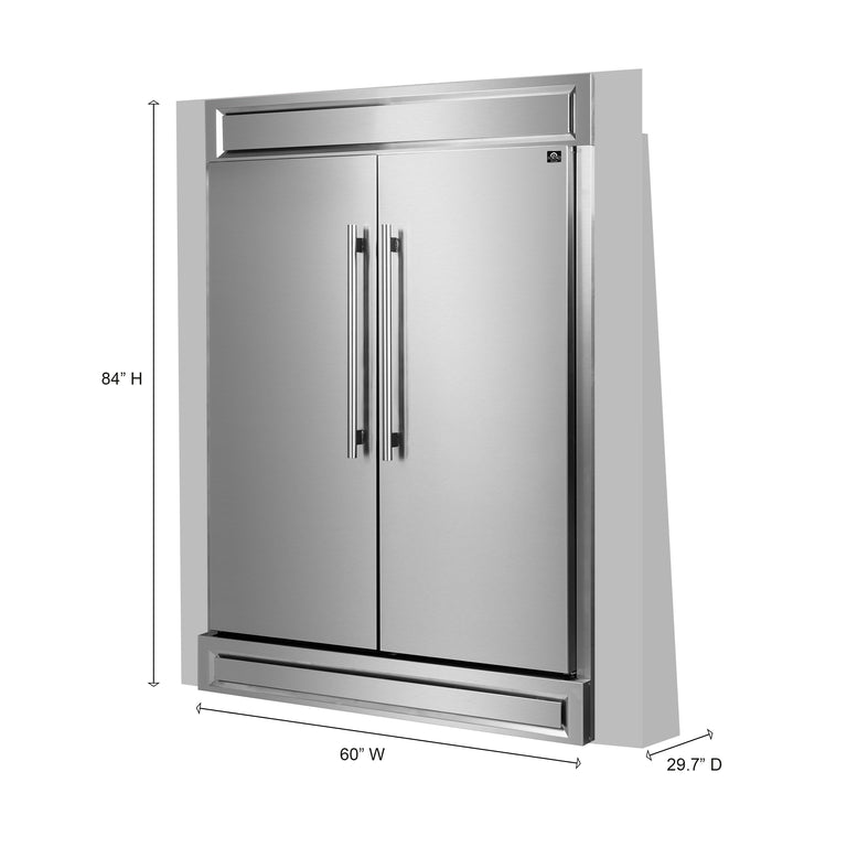 FORNO Package - 36" Electric French Door Range, Wall Mount Range Hood and Refrigerator, AP-FFSEL6917-36-3PK-1