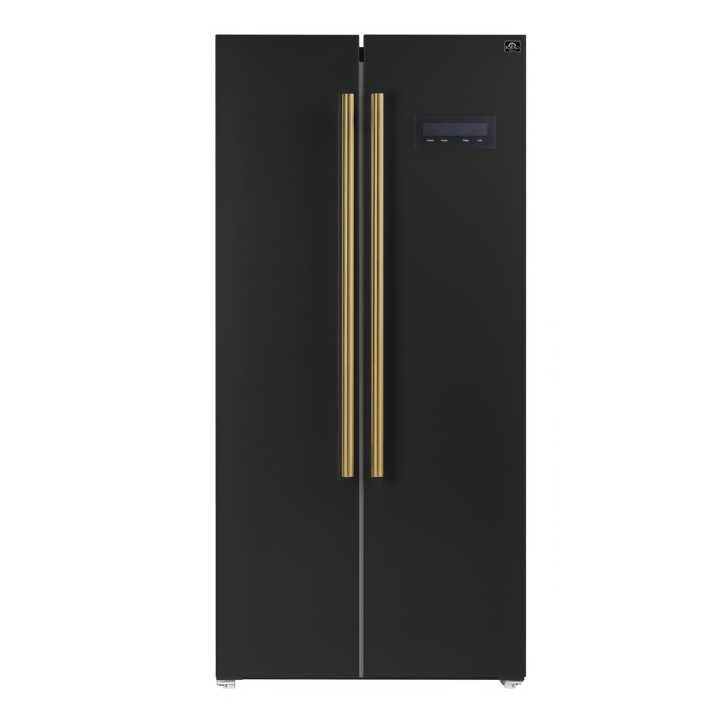 Forno Salerno 33-Inch French Door Refrigerator, 15.6 Cu. Ft., Black with Antique Brass Handles (Model FFRBI1805-33BLK)