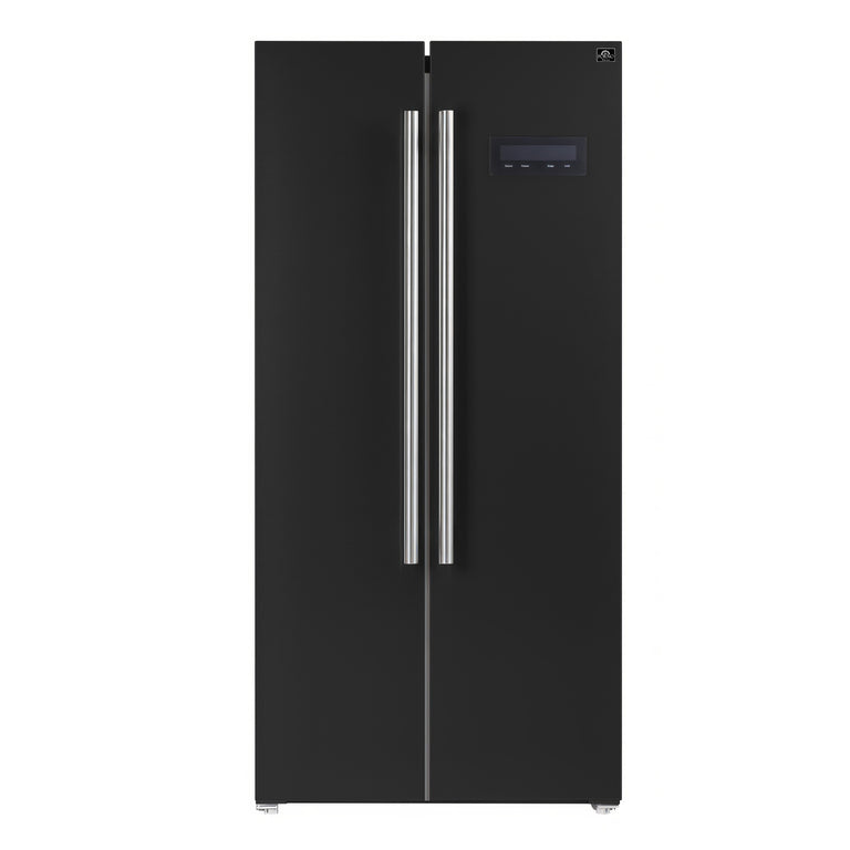 FORNO Espresso Package - 30" Electric Range, Range Hood, Refrigerator and Dishwasher in Black with Stainless Steel Handles