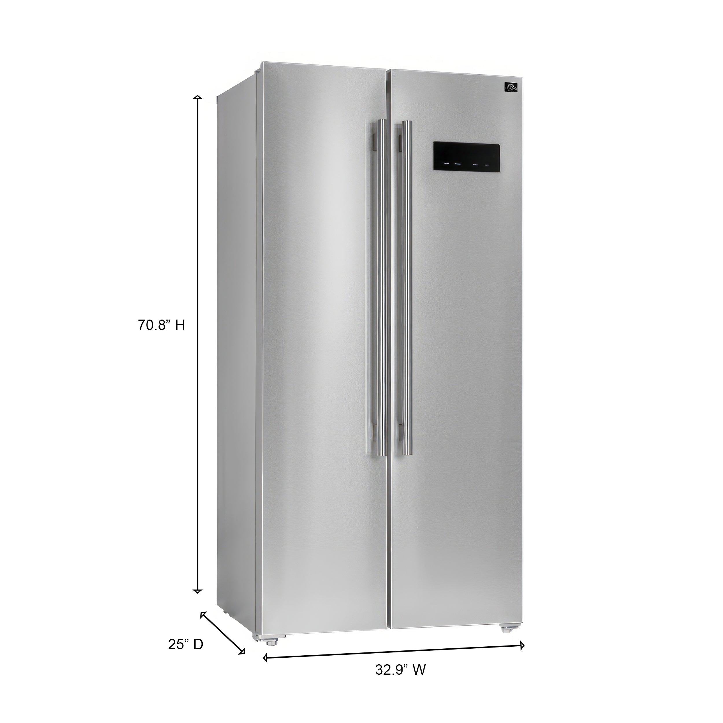 Forno Salerno 33-Inch Side-by-Side Built-In Refrigerator, 15.6 Cu. Ft., Stainless Steel (FFRBI1805-33SB)
