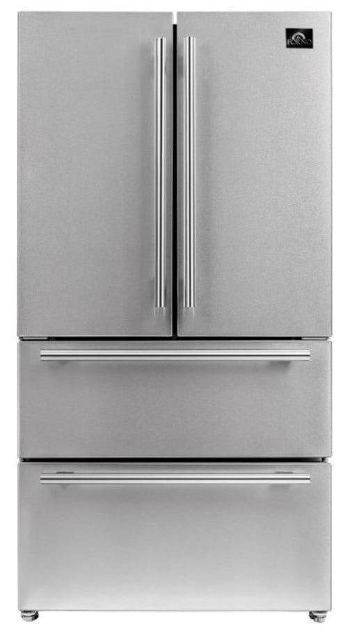 FORNO Appliance Package - 48" Gas Burner, Electric Oven Range, Range Hood, 36" Refrigerator, AP-FFSGS6156-48-20