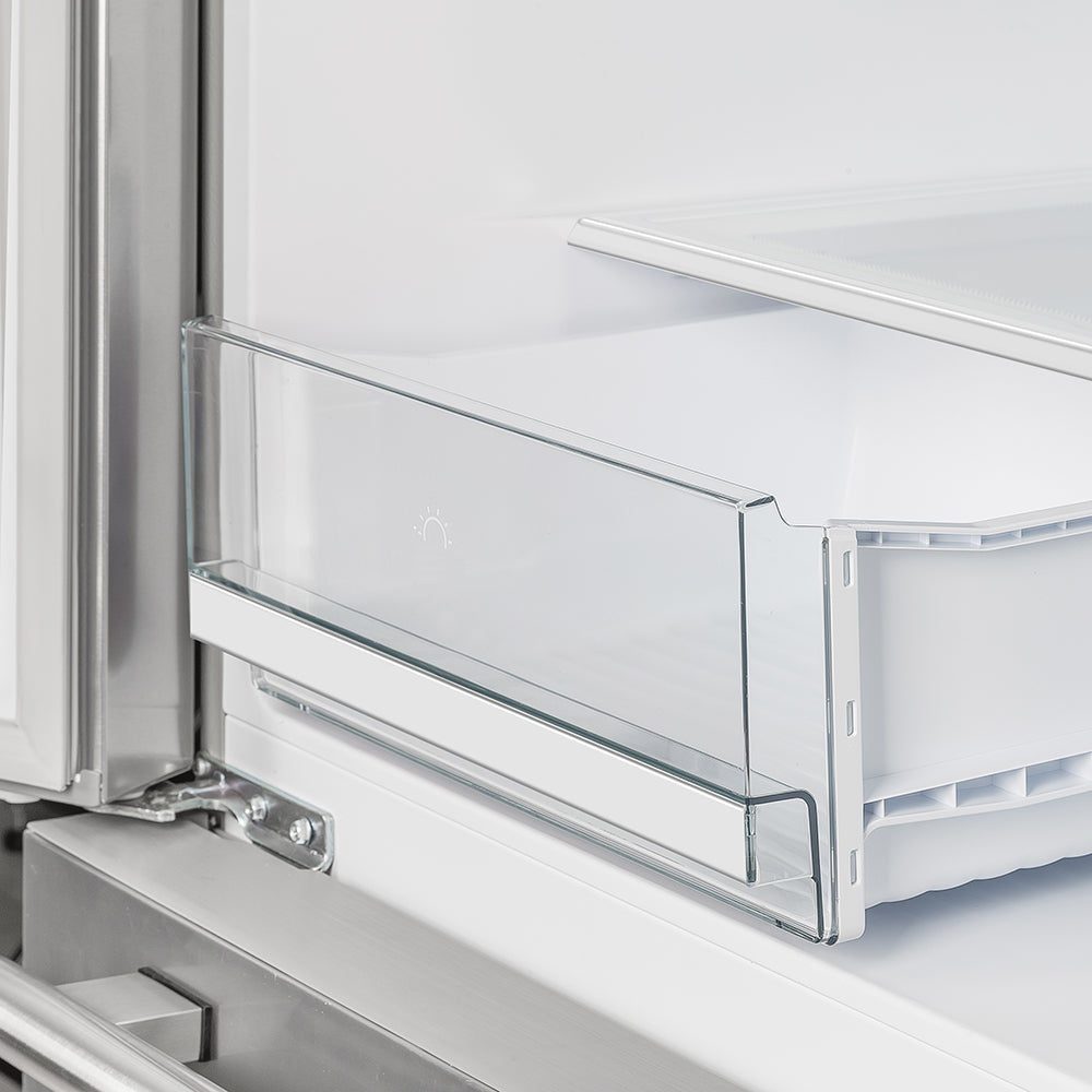 Forno Moena 40-Inch Built-In French Door Refrigerator, 19.2 cu. ft., Stainless Steel, Ice Maker, Modern Trim Kit (Model FFRBI1820-40MG)
