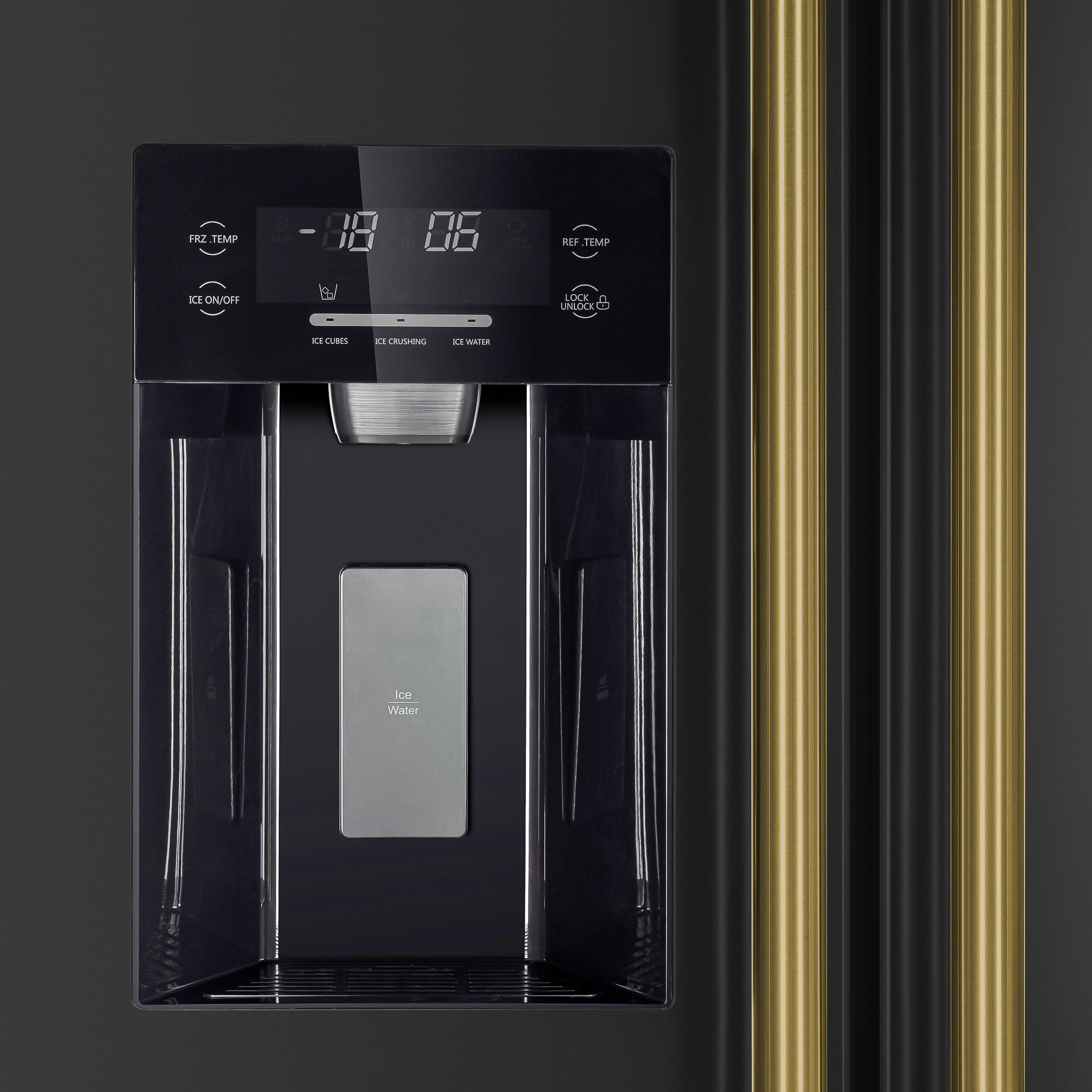 Forno Salerno 36-Inch Side-by-Side Refrigerator, 20 cu. ft., Black, Water & Ice Dispenser, Antique Brass Handles (FFRBI1844-36BLK)