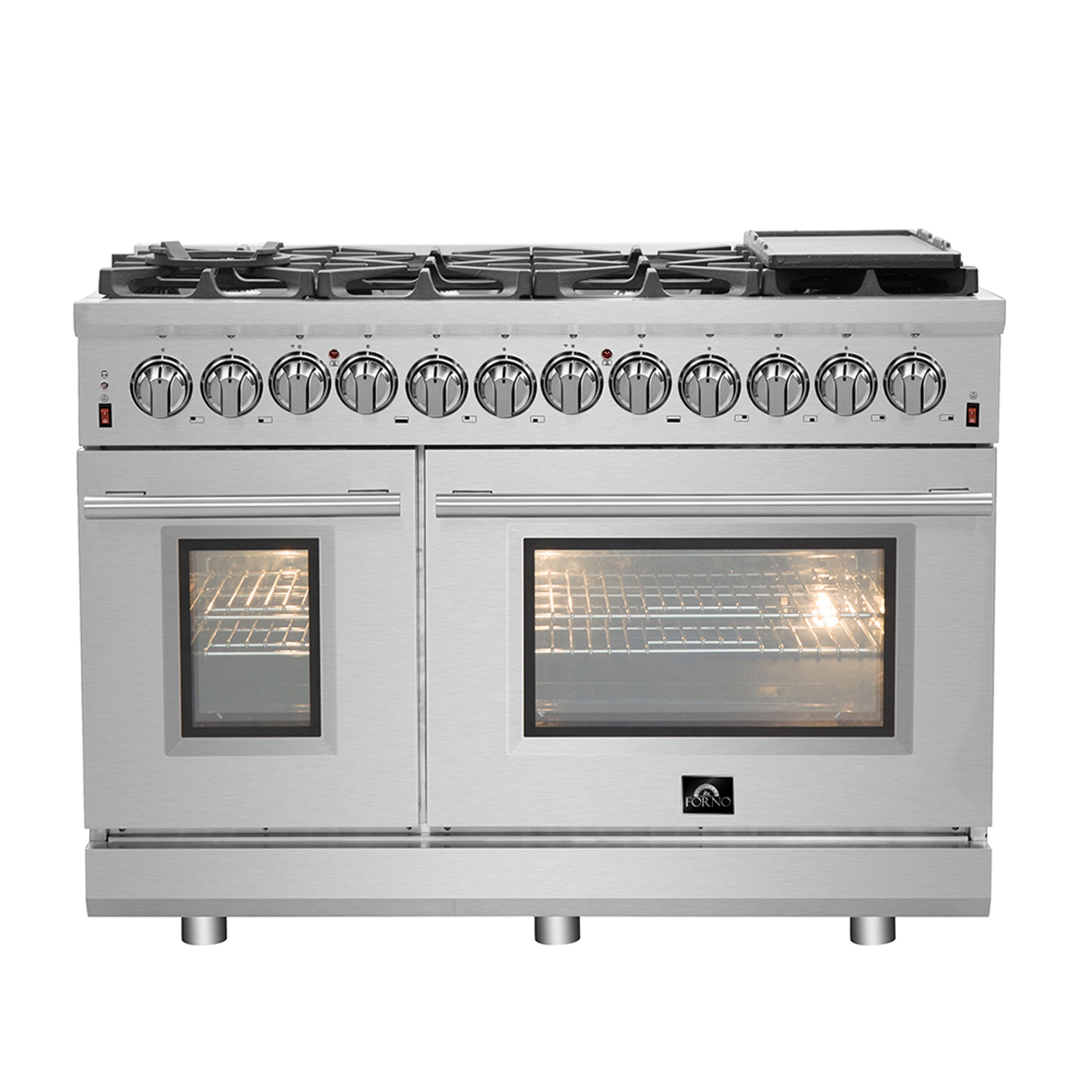 Forno Massimo 48 in. Freestanding Dual Fuel Range with 8 Sealed Burners, 6.58 cu. ft. Oven, Stainless Steel (FFSGS6125-48)