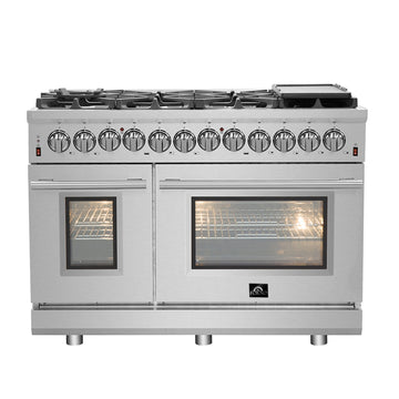 Forno Massimo 48 in. Freestanding Dual Fuel Range with 8 Sealed Burners, 6.58 cu. ft. Oven, Stainless Steel (FFSGS6125-48)